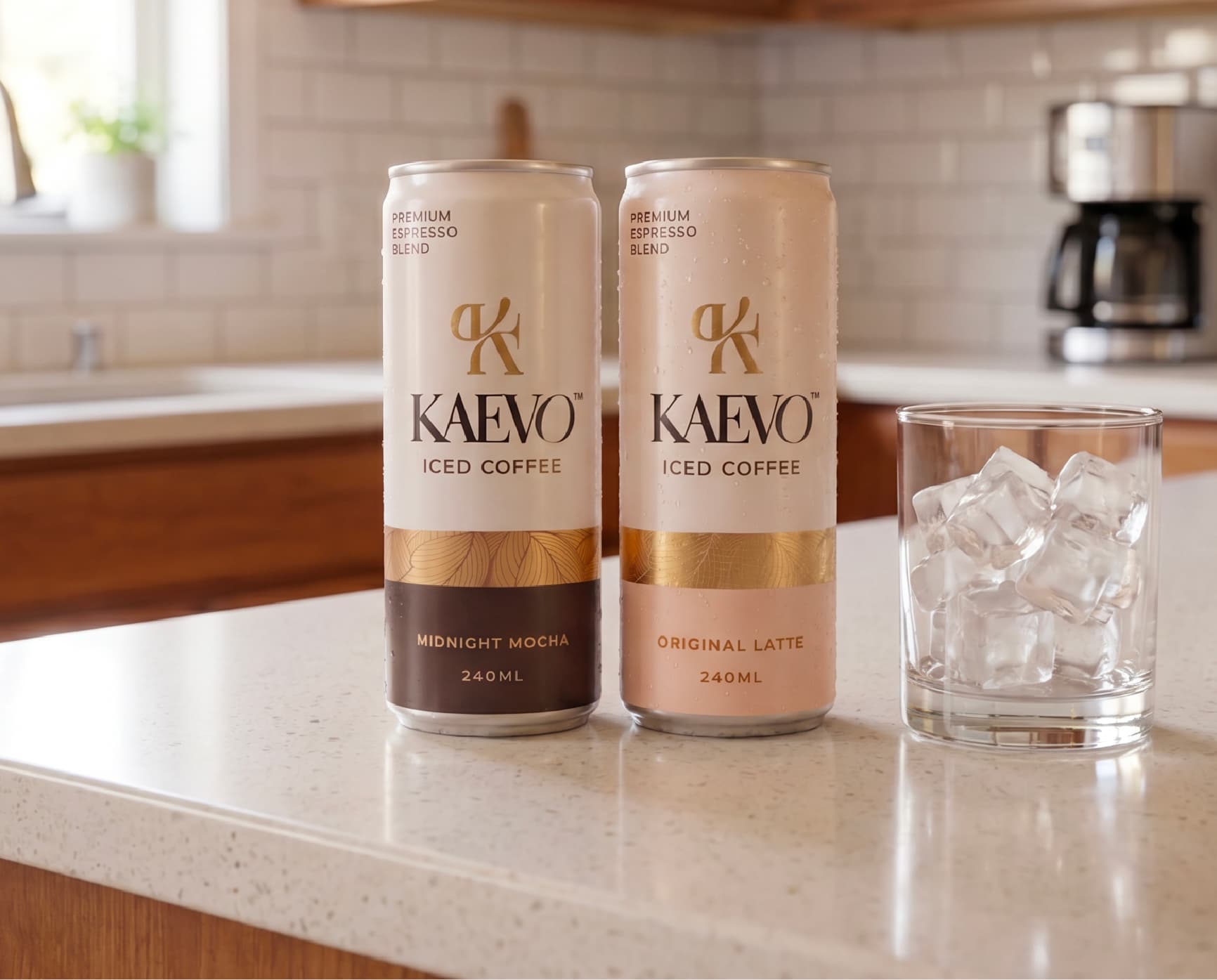 KAEVO cans on a kitchen counter